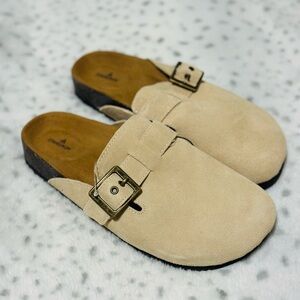 🐌NEW🐿️ Staheekum Buckle Clog Brown Suede Slip-On Shoes Women’s 8 NWB